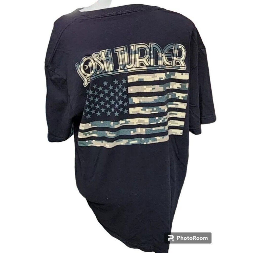 Josh Turner 2 Sided Black Patriotic Camo Band T-Shirt Size Medium Country Music